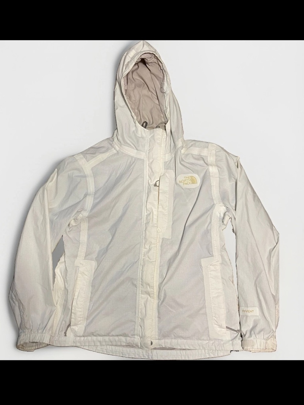 The North Face Pullover Jacket Womens Large Ivory WindWall Easy Wind Drawcord
